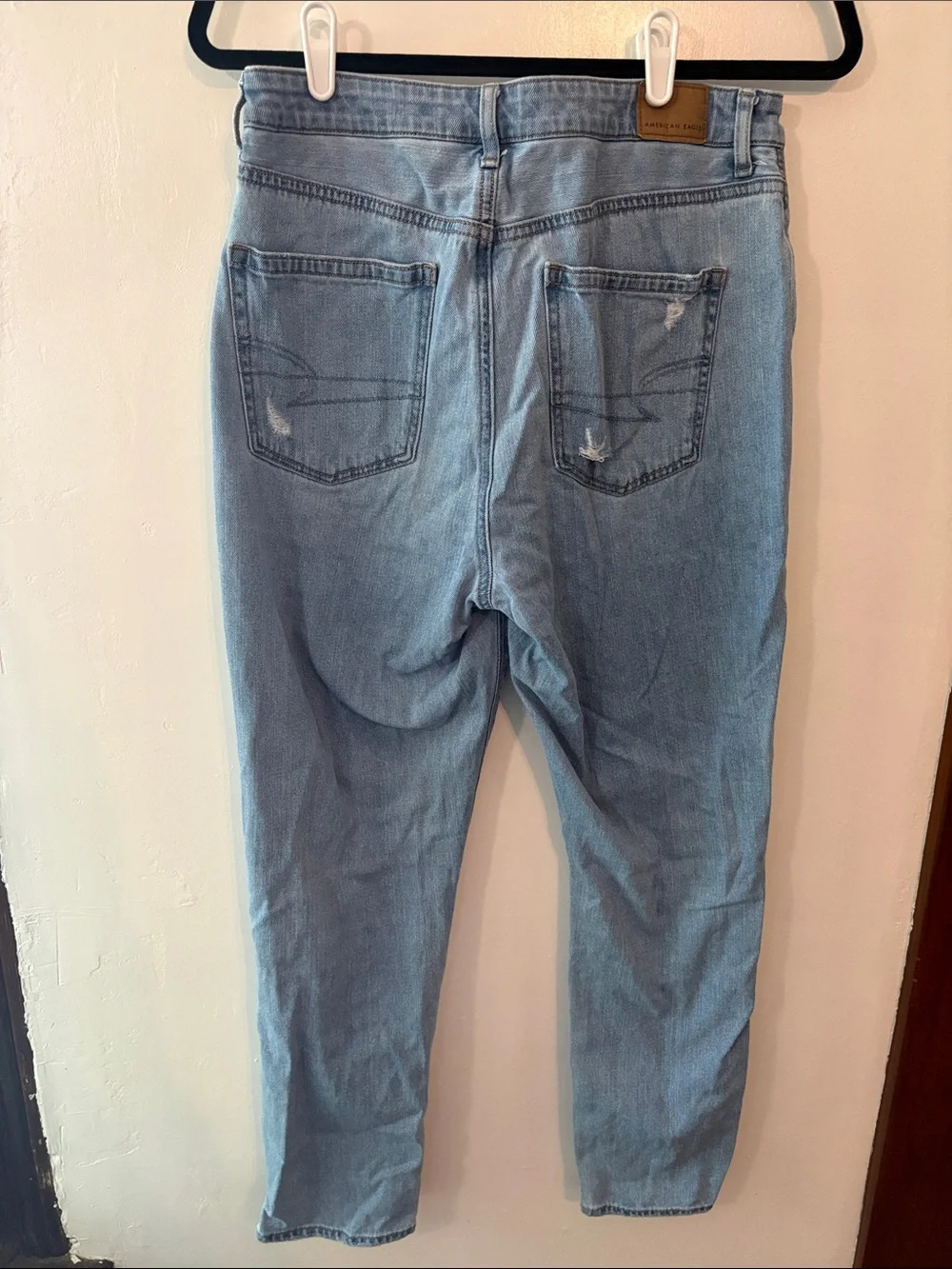 American Eagle Outfitters Light Blue Distressed Mom Jeans Size 12 - Picture 11 of 12